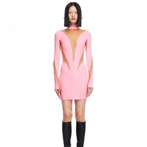 BNWT Mugler H&M Mesh cutout dress pink
